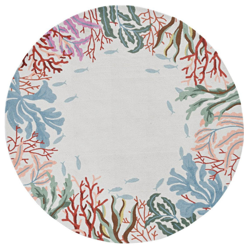 KAS Sonesta 2013 Ivory Lagoon Area Rug, 7'6" Round