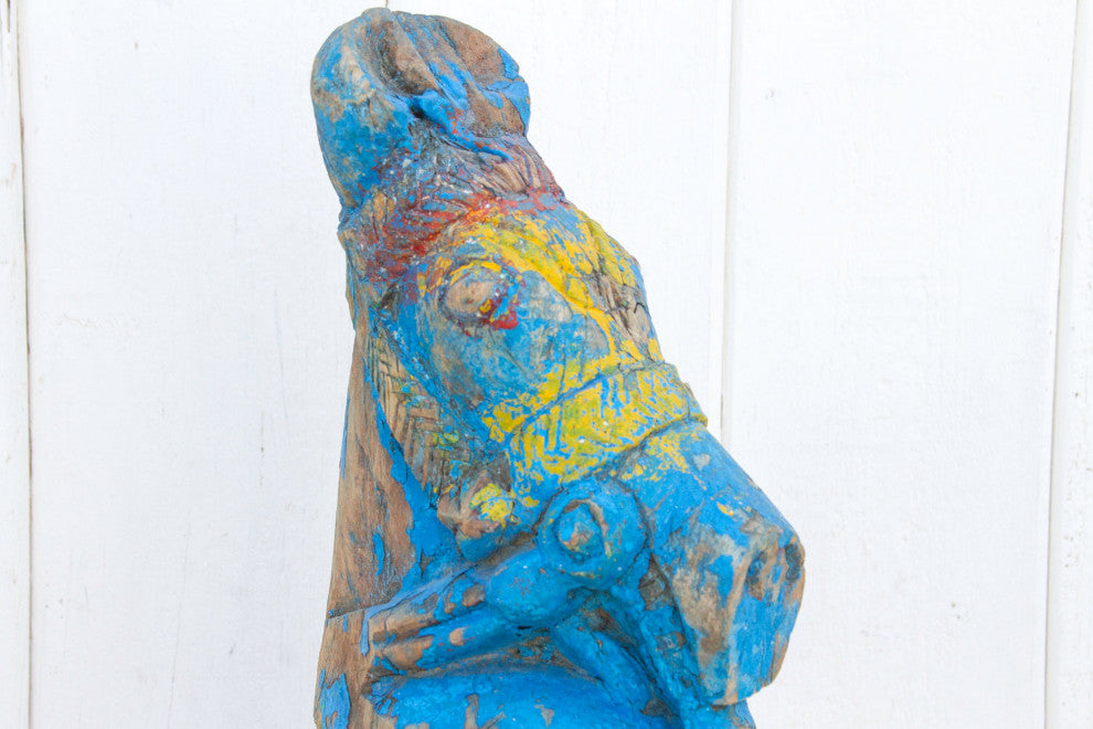 Antique Jodhpur Blue Horse Bust