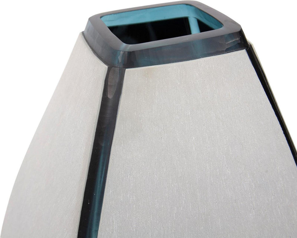 Deep Aqua Modern Glass Vase, Bain Collection