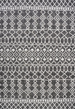 Kafel Tribal Bohemian Indoor/Outdoor Area Rug, Black/Ivory, 5'x8'