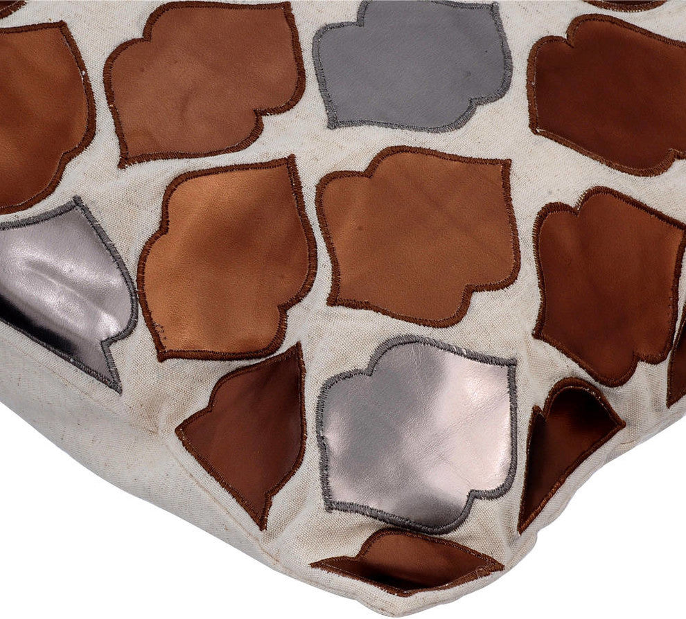 Brown Decorative Pillow Covers 14"x14" Faux Leather, Brown Dwelling