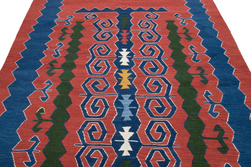 New Handwoven Turkish Kilim Rug 5' 8" x 7' 10", 68 in. x 94 in.