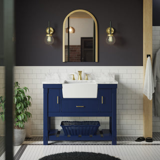 Charlotte 42" Bathroom Vanity, Royal Blue, Carrara Marble