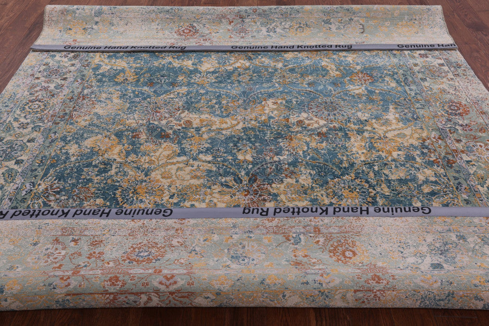 Wool and Silk Persian Hand-Knotted Rug 7' 11" X 10' 2" Q7083