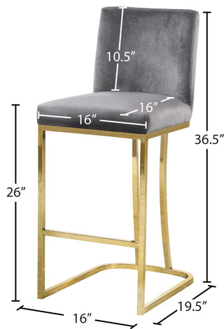 Heidi Upholstered Counter Stool, Gray, Gold, Velvet
