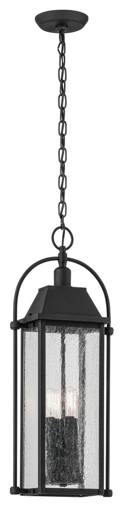 25.75" 4-Light Outdoor Hanging Light With Clear Seeded Glass