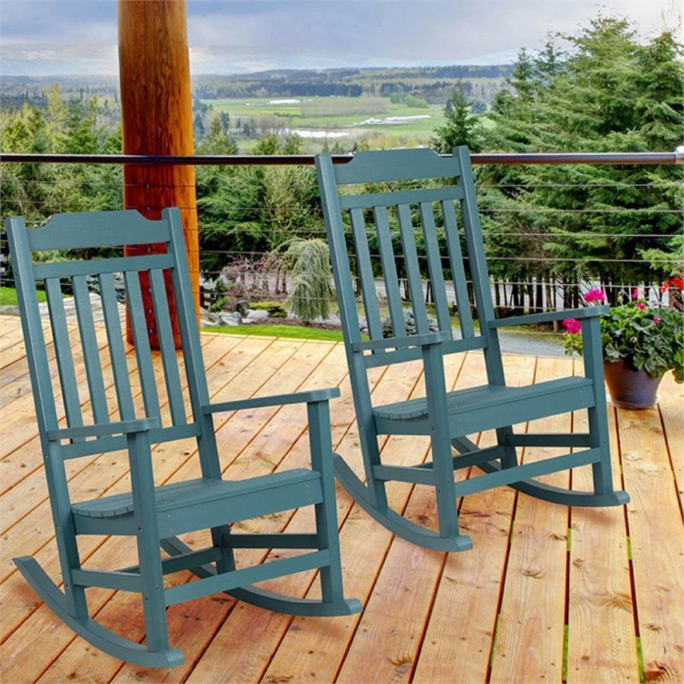 Flash Furniture Winston All-Weather Patio Rocking Chair in Teal (Set of 2)