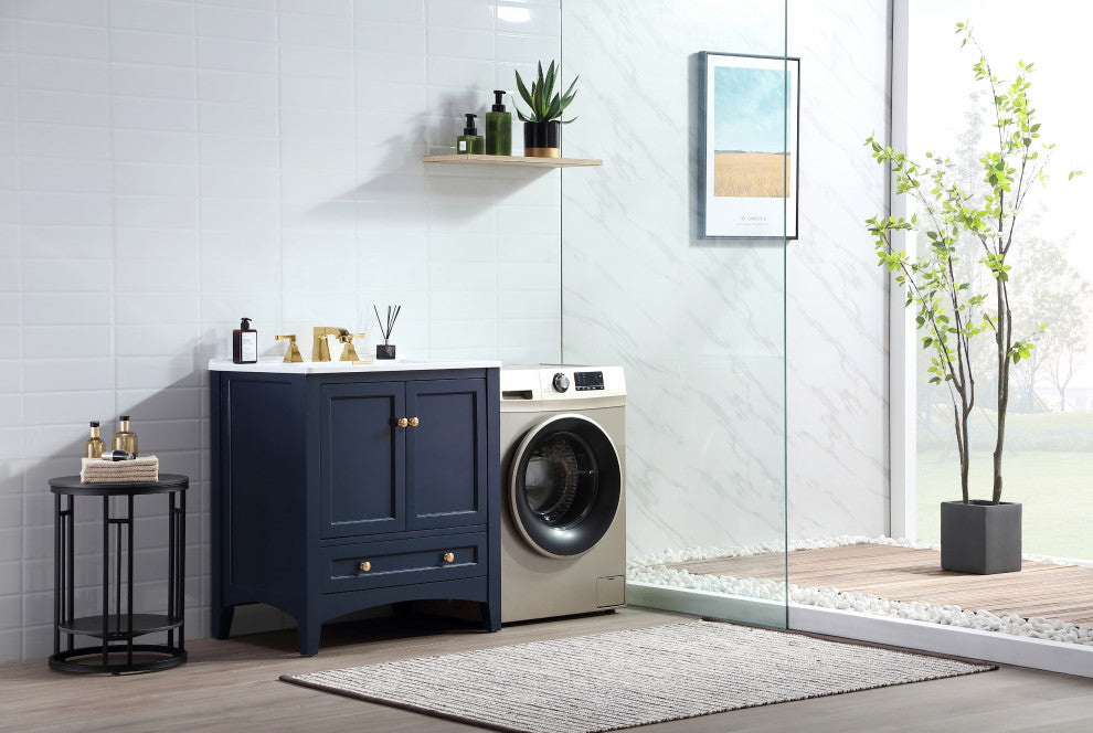 Stufurhome Delia 30" Laundry Utility Sink, Dark Blue