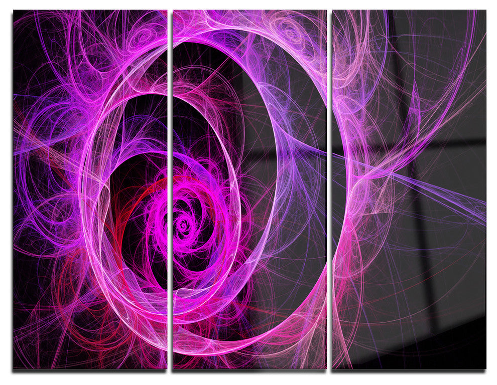 "Exotic Pink Flower" Digital Metal Wall Art, 3 Panels, 36"x28"