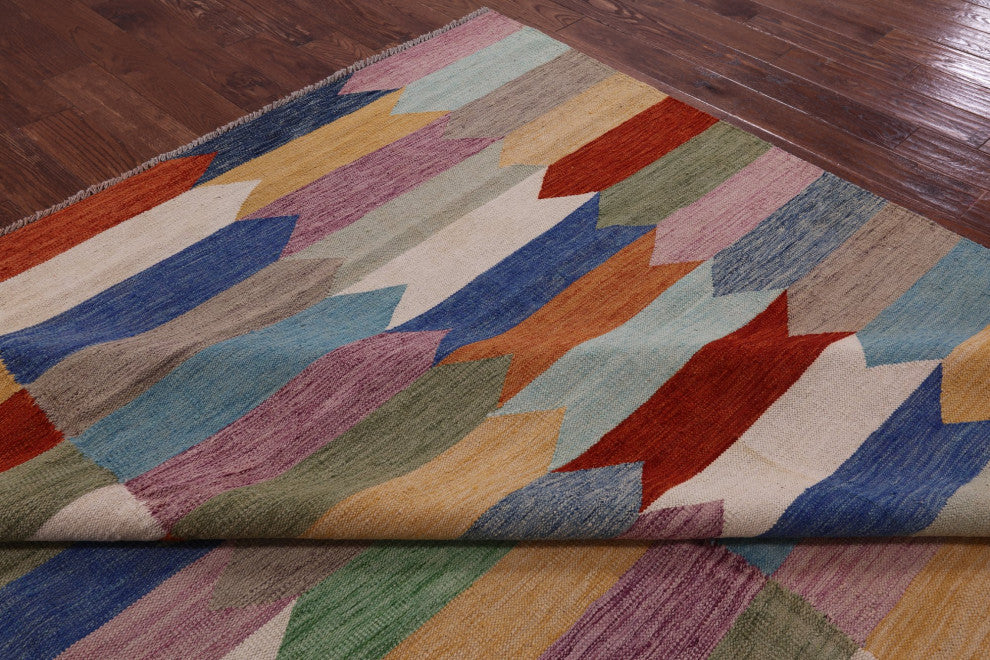 9' 6" X 12' 0" Kilim Flat Weave Wool On Wool Rug - Q12588