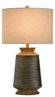 Haver Hill Table Lamp Brushed Brown and Gold Polyresin Body Oatmeal Shade