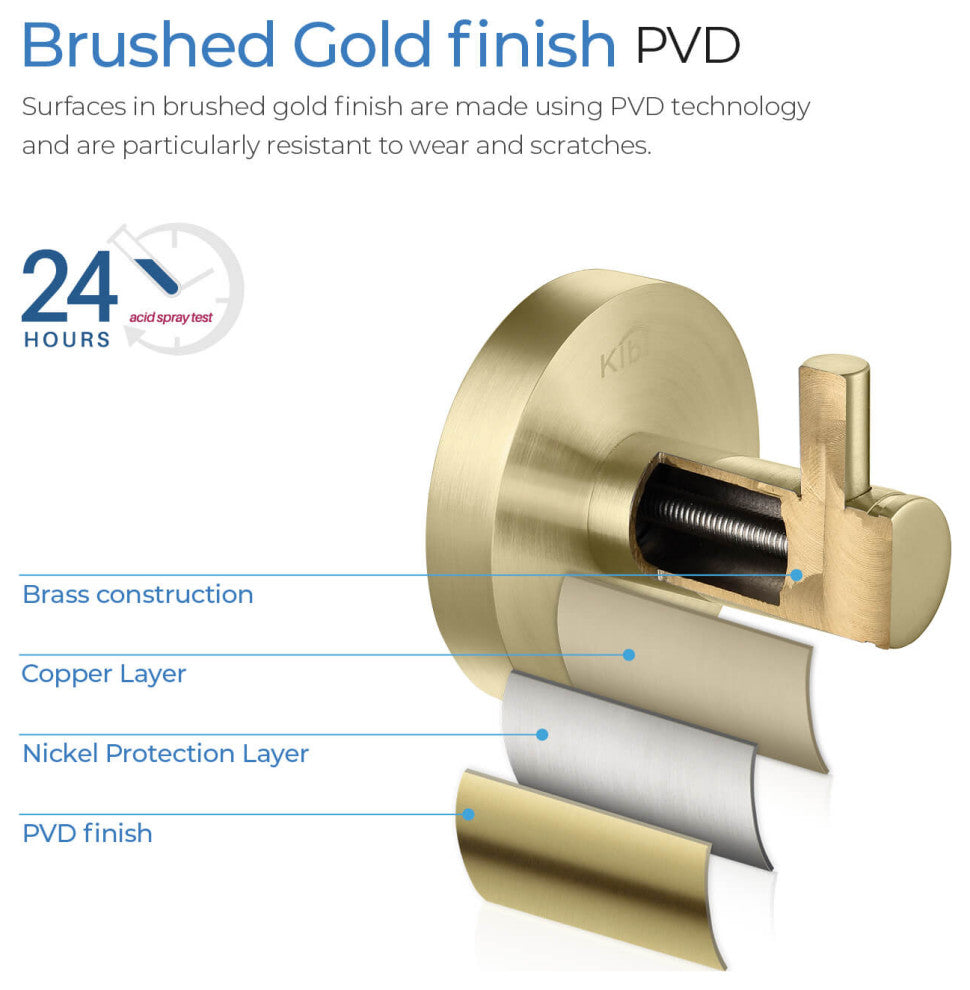 Circular Bathroom Robe Hook KBA1401, Brush Gold