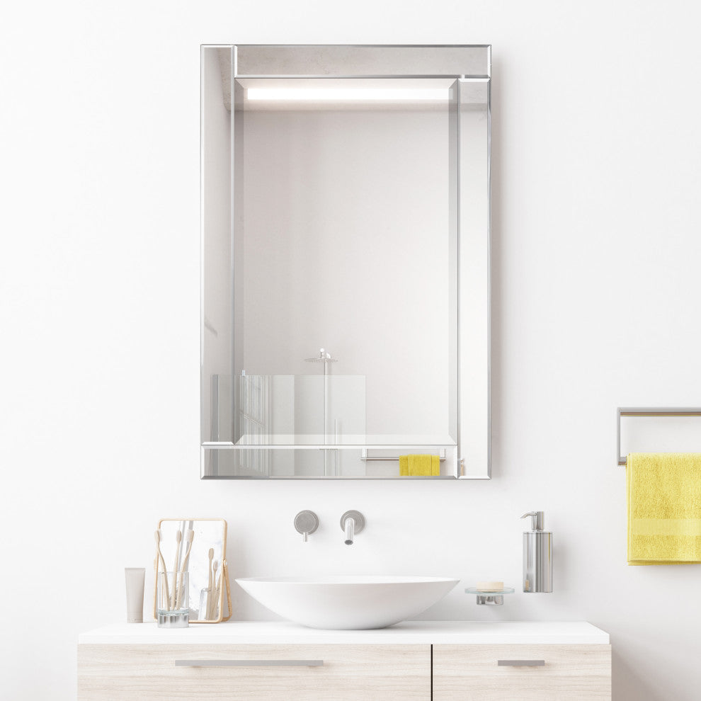 Modern Beveled Wall Mirror, 36"x24"