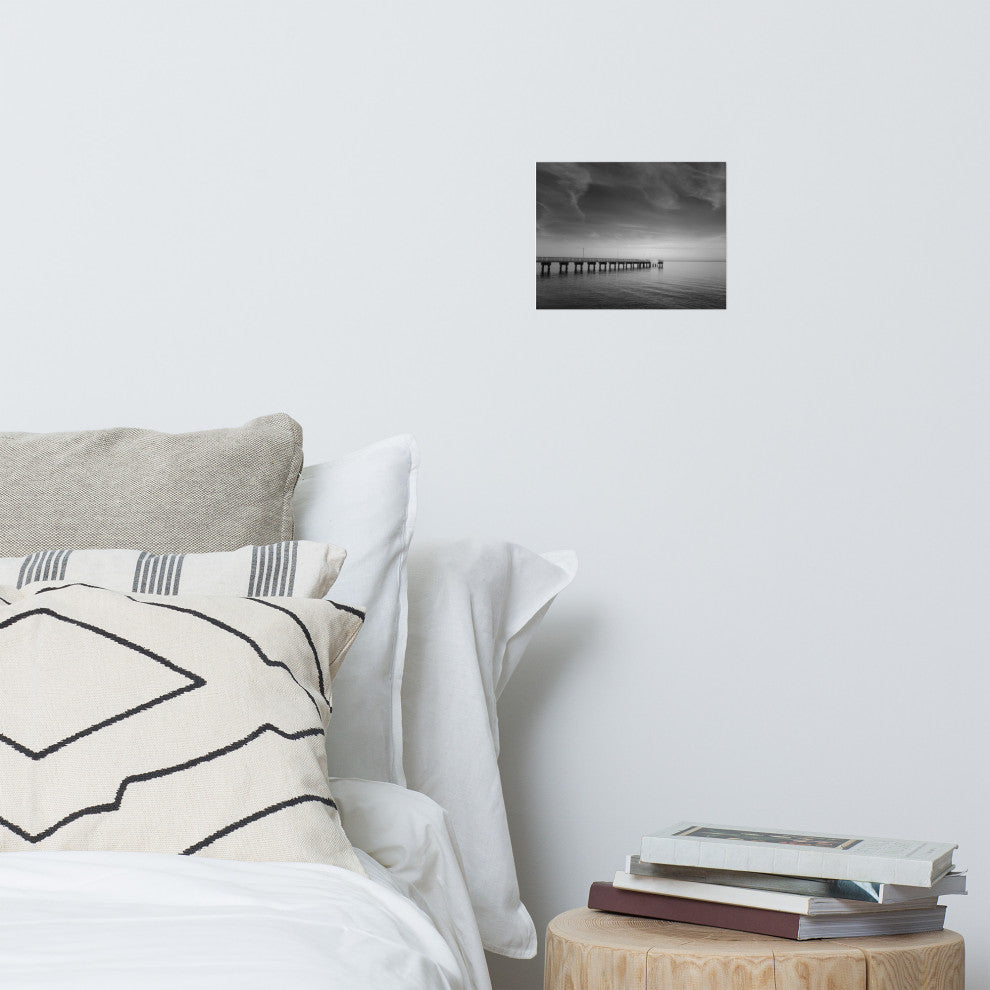 End of the Pier Landscape Photo, Beach Unframed Wall Art Print, 8" X 10"