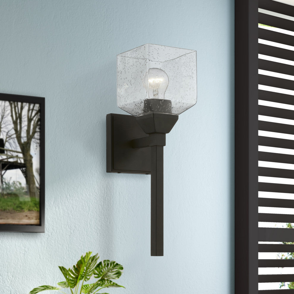 Aragon 1 Light Black Vanity Sconce