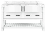 Freestanding Bath Vanity in White with White Quartz Top, 60in