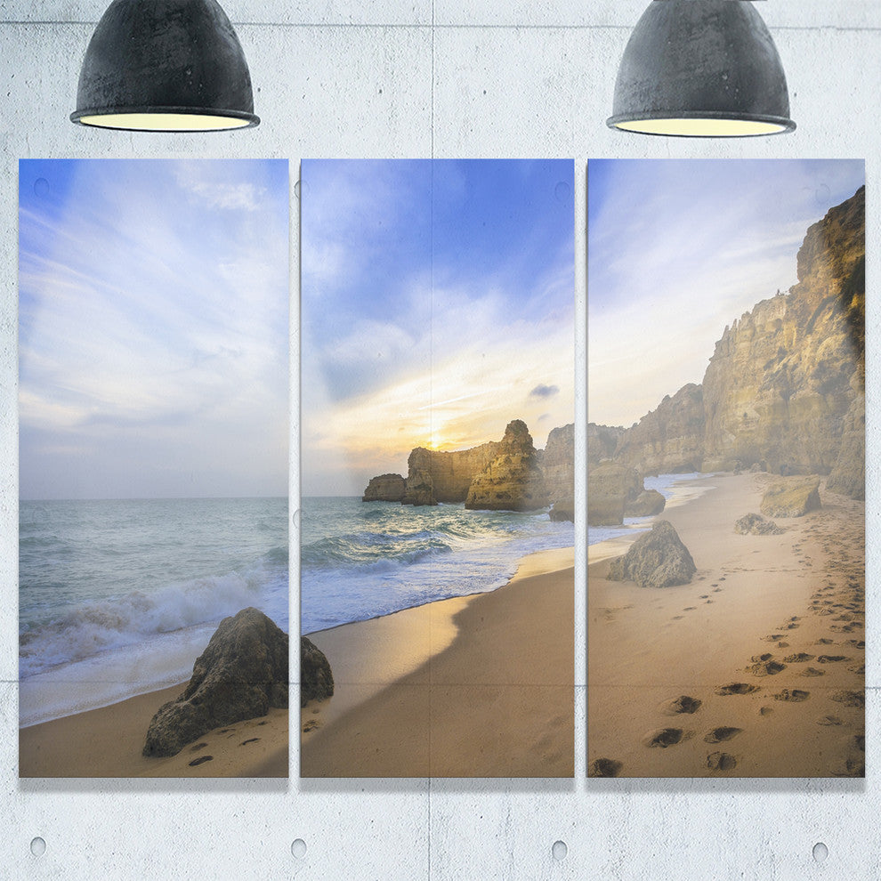 "Beautiful Sunset Over Algarve Portugal" Metal Wall Art, 3 Panels, 36"x28"
