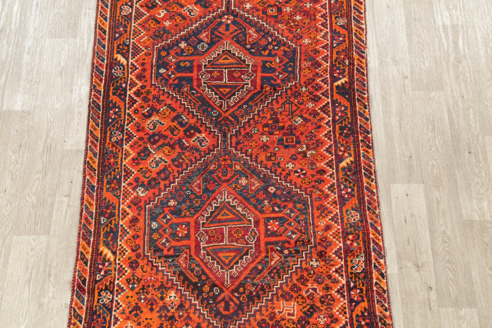 Consigned, Oriental Traditional Handmade Persian Vintage Area Rug, Orange, 4x7