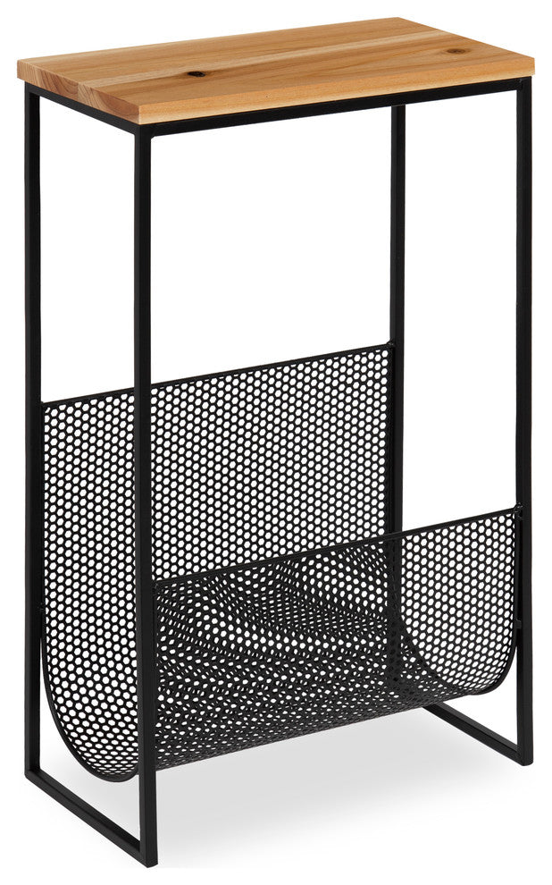 Galen End Table With Magazine Rack, Rustic Brown 14.75X8X24