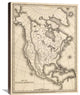 "Map of North America, 1839" Canvas Giclee by Samuel Augustus Mitchell, 23"x30"