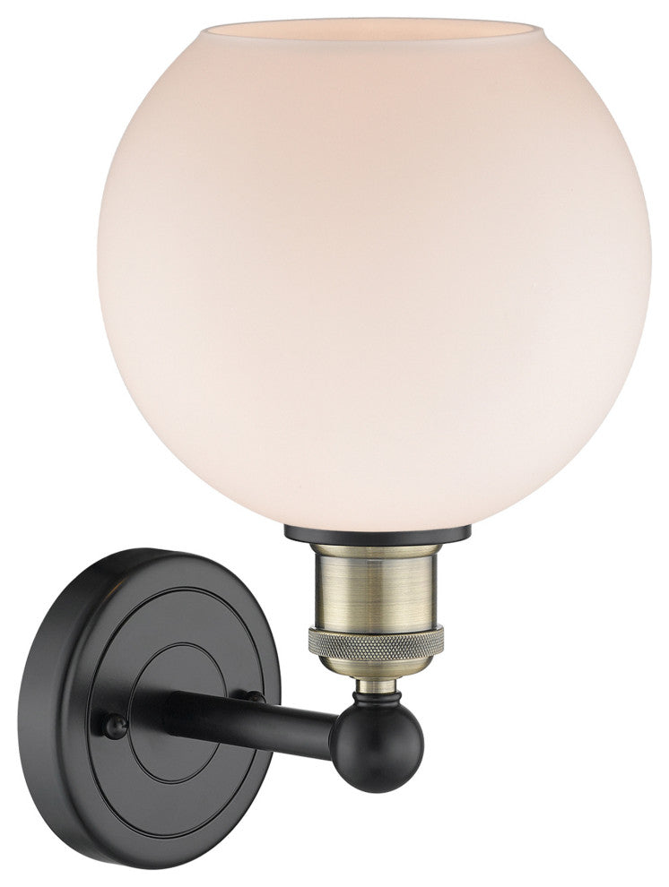 Athens 1-Light 8" Sconce, Black Antique Brass, Matte White