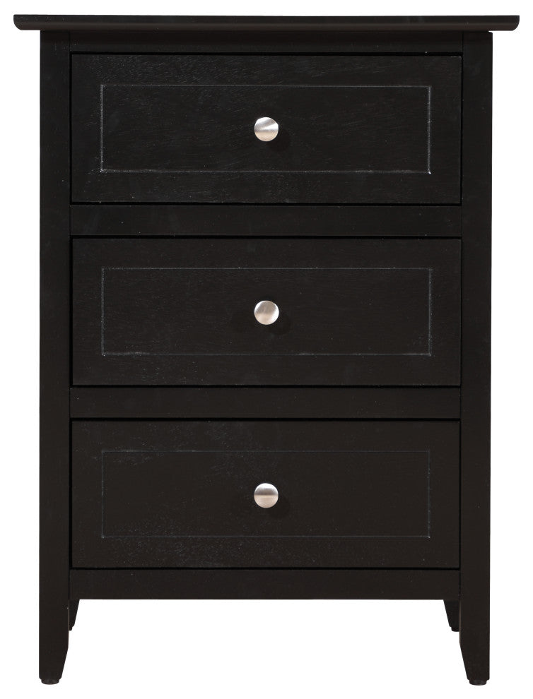 Drake 3-Drawer Nightstand, Black