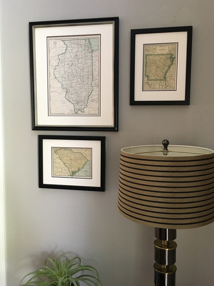 Vintage South Carolina Map, Framed Original SC Map- Authentic 1920s