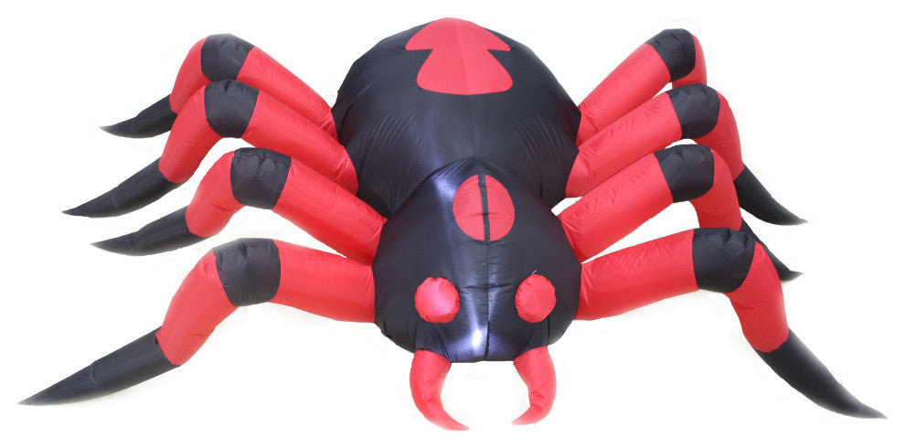8' Long Inflatable Black Red Spider