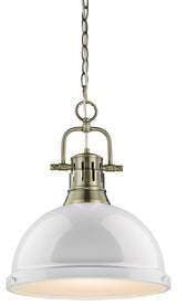 Golden Lighting 3602-L-AB Duncan 1 Light 14"W Pendant - Aged Brass / White