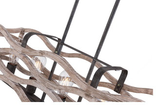 Coastal 5-Light Distressed Wood Chandelier Kitchen Island Pendant Light, Distressed