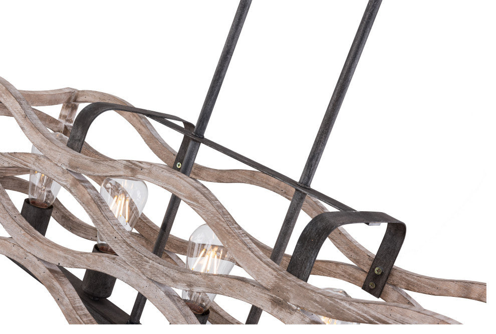 Coastal 5-Light Distressed Wood Chandelier Kitchen Island Pendant Light, Distressed