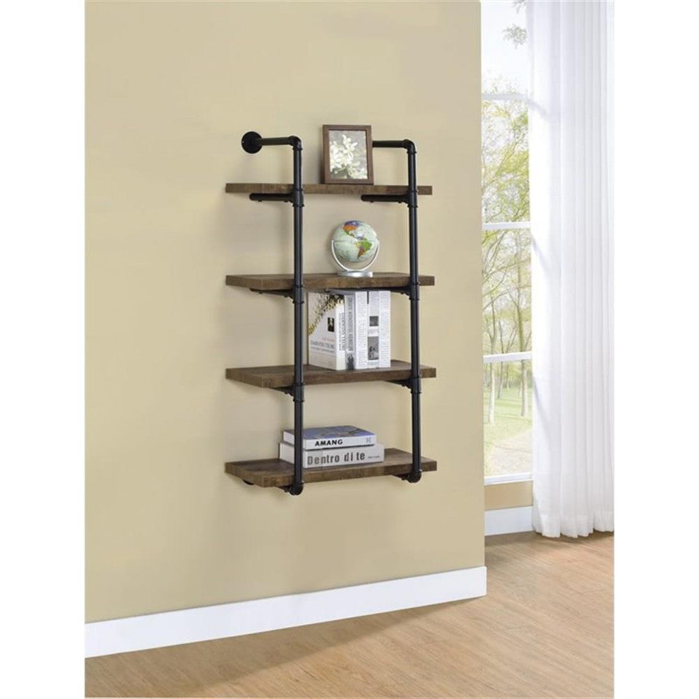 Coaster Elmcrest 24-inch Wood Wall Shelf Black and Rustic Oak
