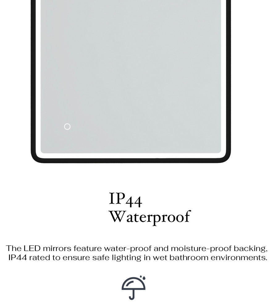 Rectangular Framed Wall-Mount Anti-Fog LED Light Bathroom Vanity Mirror