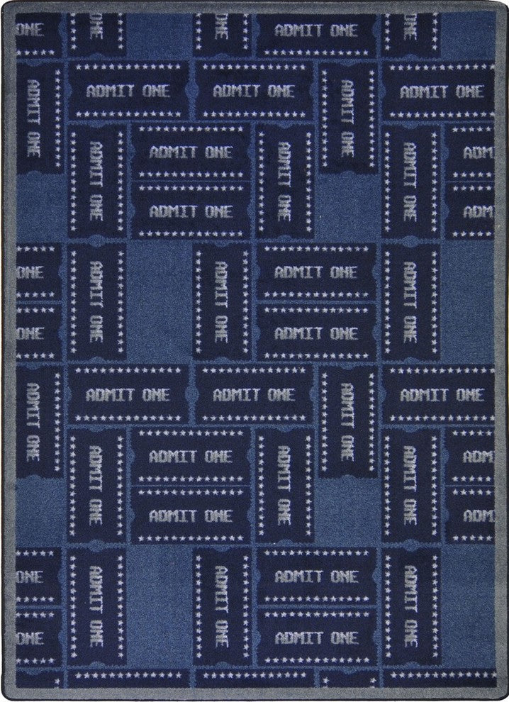Any Day Matinee Rug, Admit One, Blue, 3'10"x5'4"