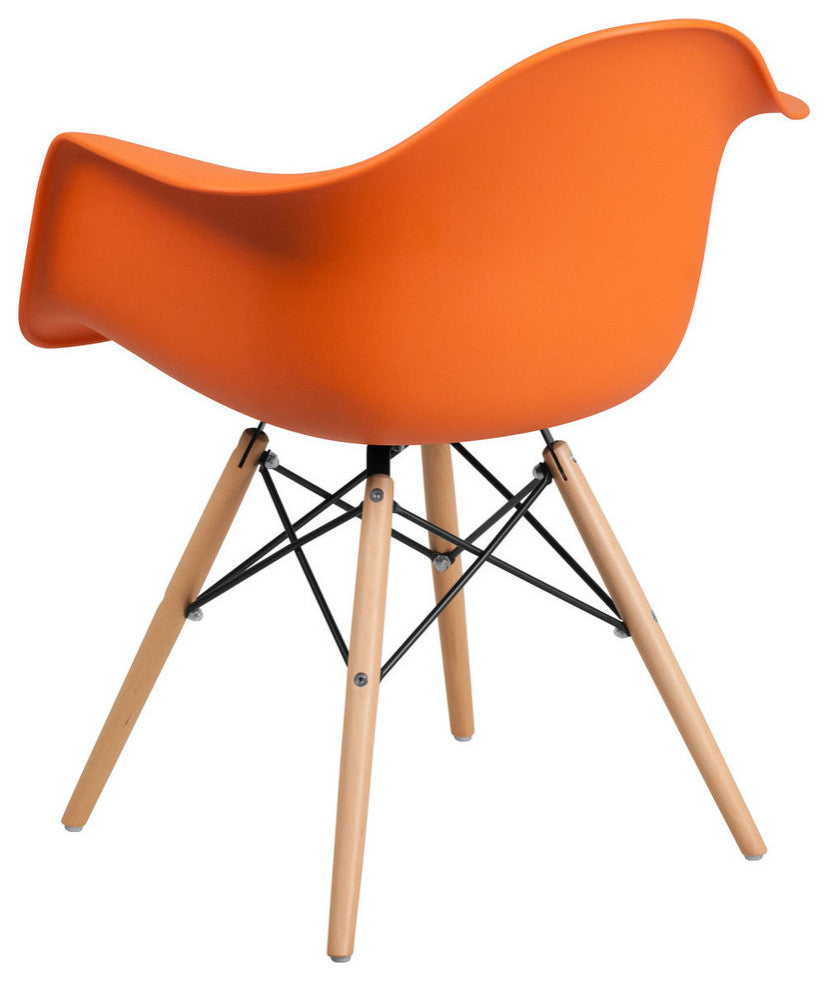 Alonza Series Orange Plastic Chair, Wood Base