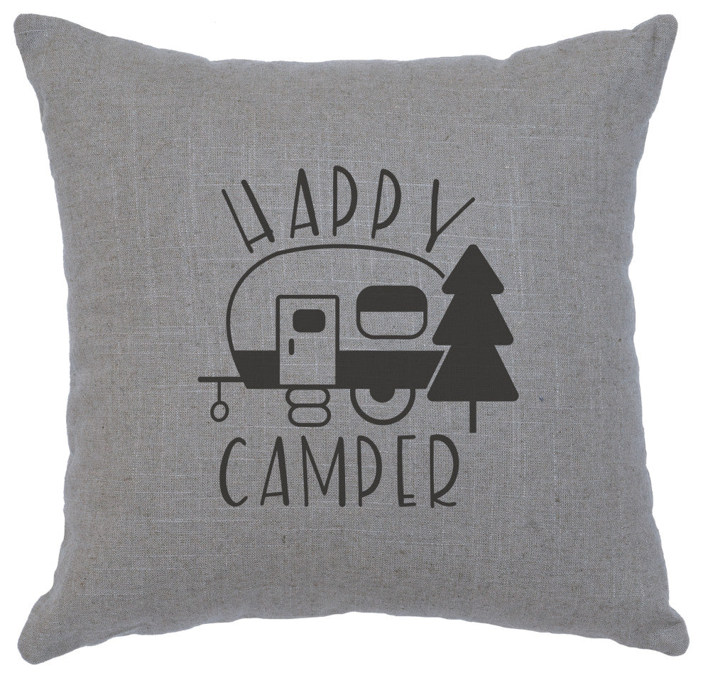 Image Pillow 16x16 Happy Camper Linen Gray