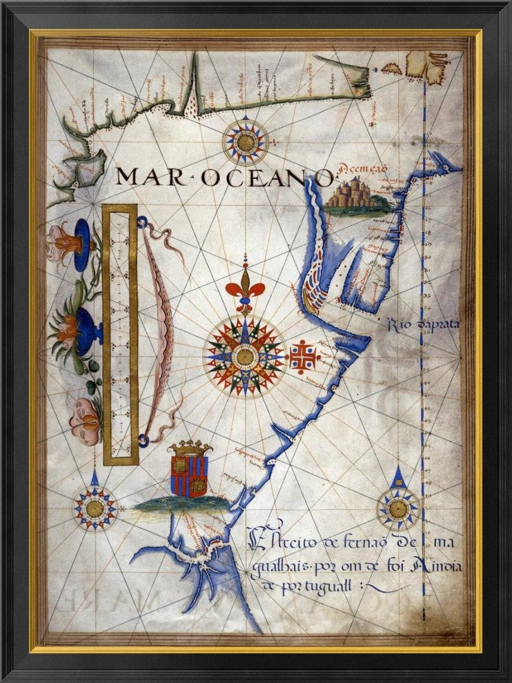 "Mar Oceano - Portolan Atlas Illumination"  by Sebastiano Lopes, 30x40"