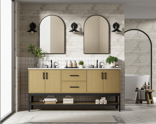 Home Living 72" Double Bathroom Vanity, Honey Brown