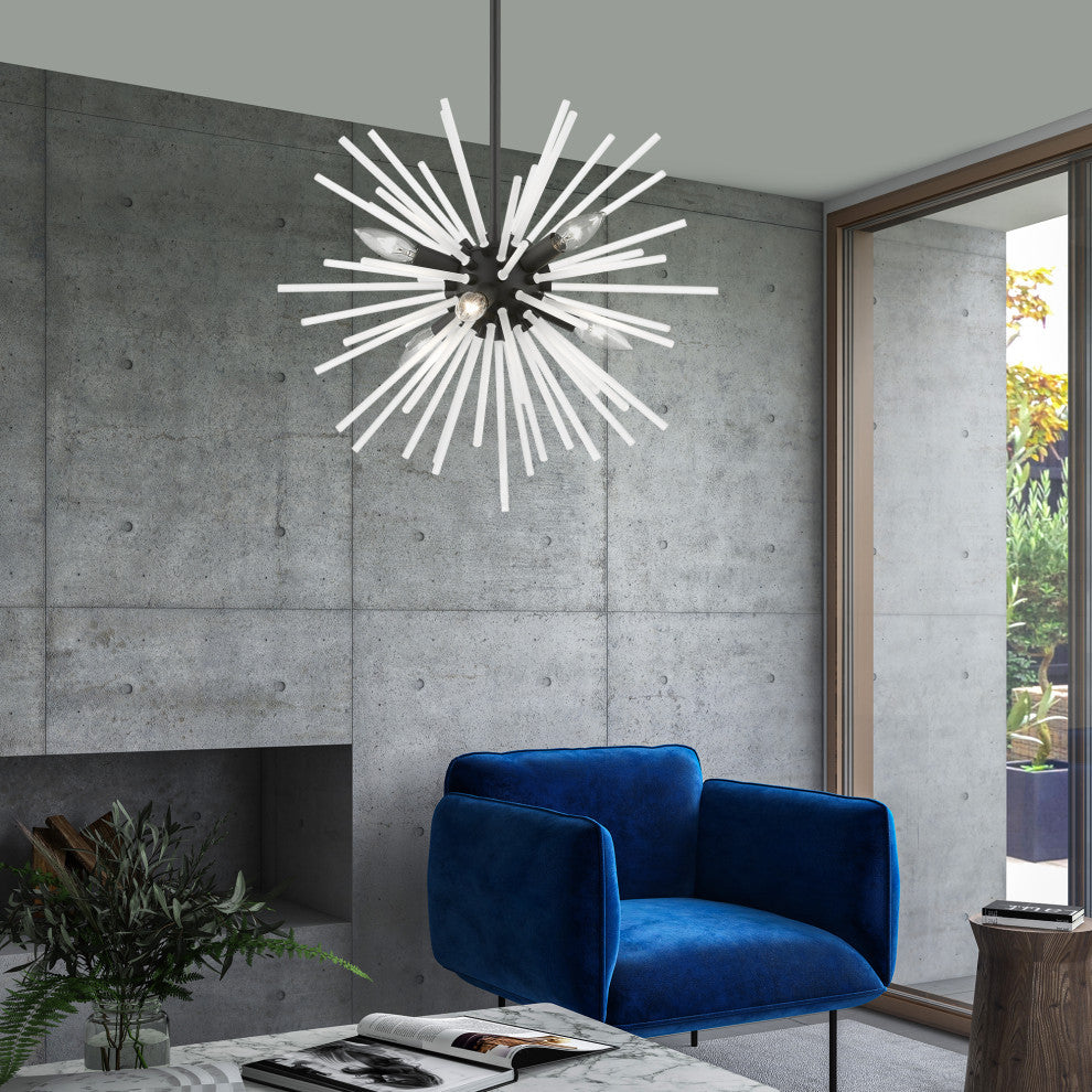 Uptown 6 Light Black Pendant Chandelier