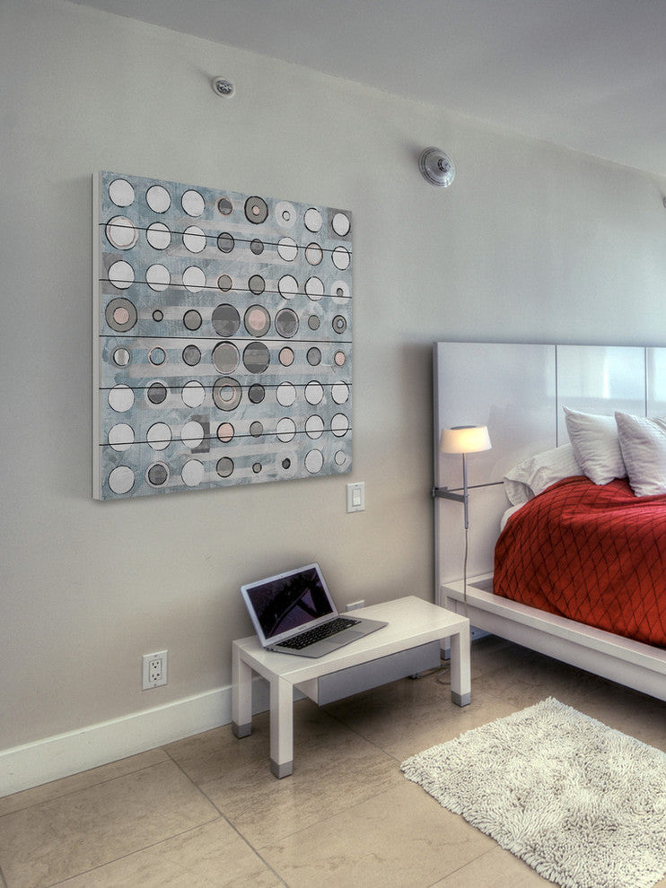 "Uplifting Dots" Painting Print on White Wood