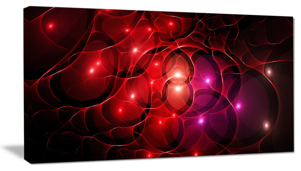 Red Fractal Space Circles, Abstract Canvas Art Print, 40x20