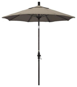 7.5' Bronze Collar Tilt Lift Fiberglass Rib Aluminum Umbrella, Sunbrella, Taupe