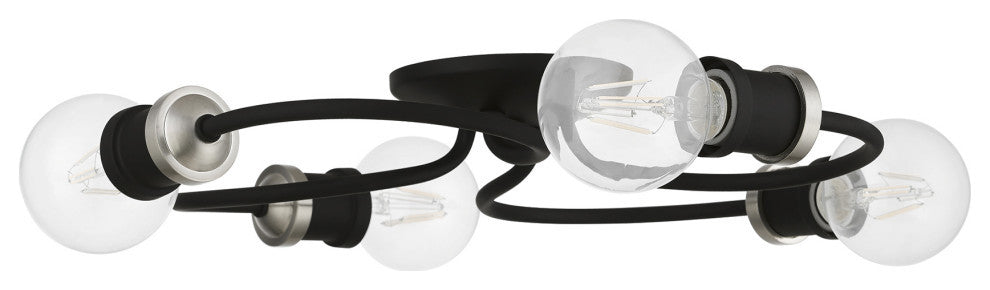 Bromley 4 Light Black With Brushed Nickel Accents Large Flush Mount