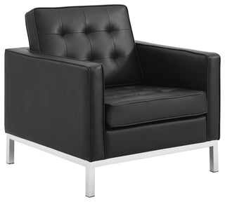 Loft 3 Piece Tufted Upholstered Faux Leather Set Silver Black