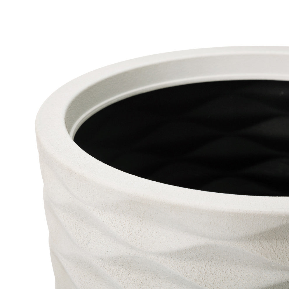 Evironmental Oversized Faux Porcelain Polyresin Diamond Planter, Set of 2