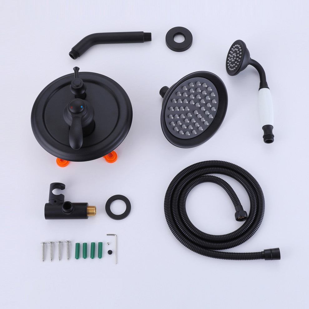 Wall Mounted Pressure Balance Shower System-Includes Rough-in Valve, Matte Black
