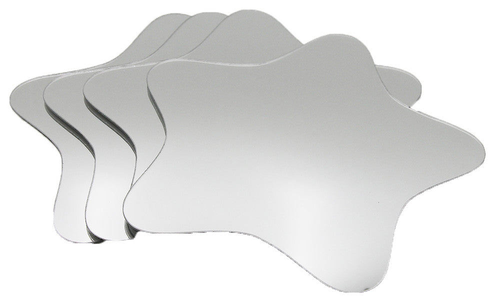 Small Decorative Wall Self Adhesive Shaped Mirrors, Set of 4, Star