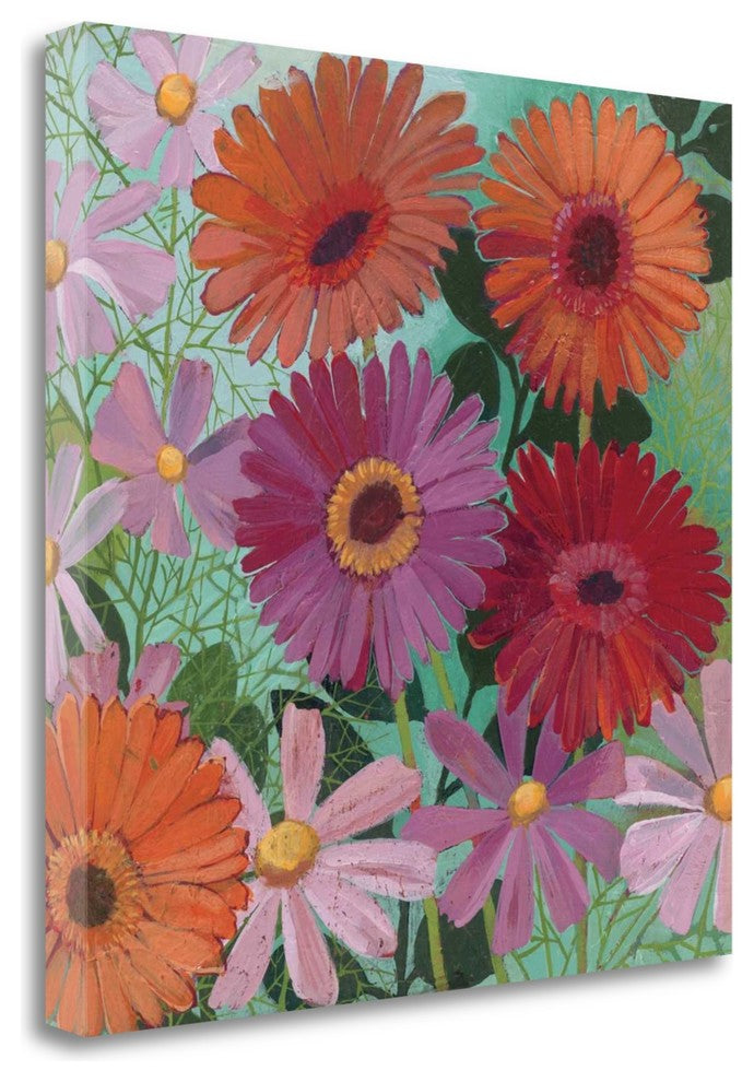 "Cosmos And Gerberas I" By Kathrine Lovell, Giclee Print on Gallery Wrap Canvas