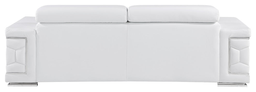 Oliver Genuine Leather Sofa, White