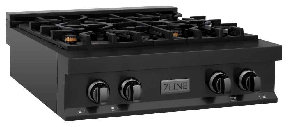 ZLINE 30" Porcelain Gas Stovetop, Black Stainless